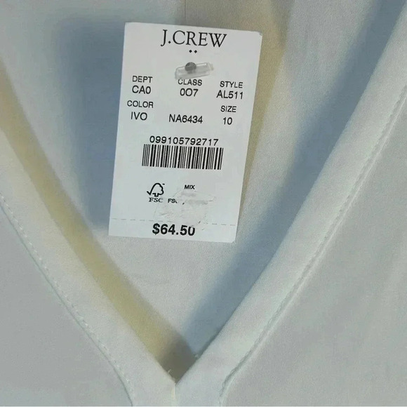 J. Crew LOT OF TWO Sz 10 Sheer V-Neck Tops Popover White & Blue Floral TINY FLAW - Picture 6 of 16